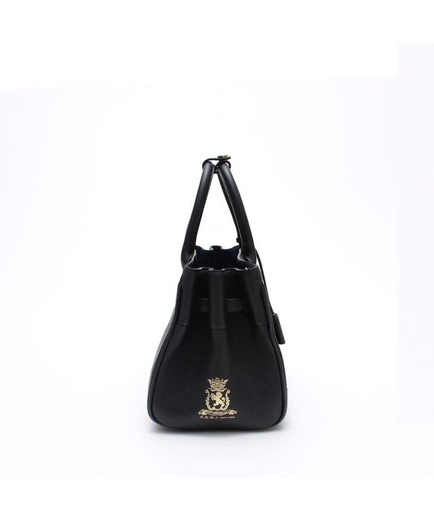 A.D.M.J. 【牛革】スパニッシュレザー / ステラソーイング前金具付トート24cm(Dカン＋) BLACK