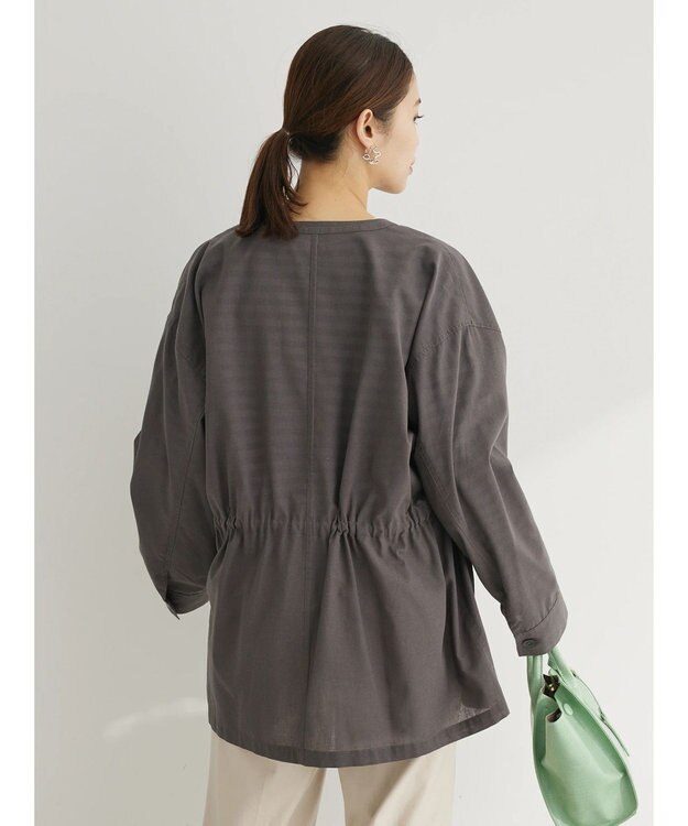 Green Parks 綿麻混ノーカラーブルゾン Gray