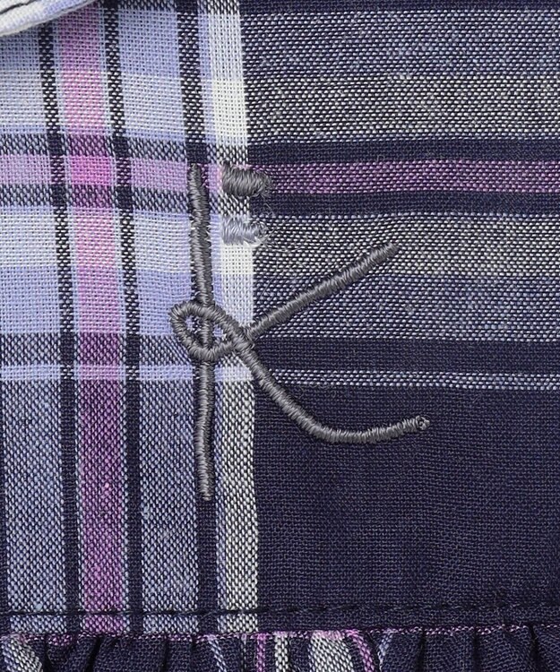 組曲 KIDS 【110-140㎝】プランタンチェック ワンピース ネイビー