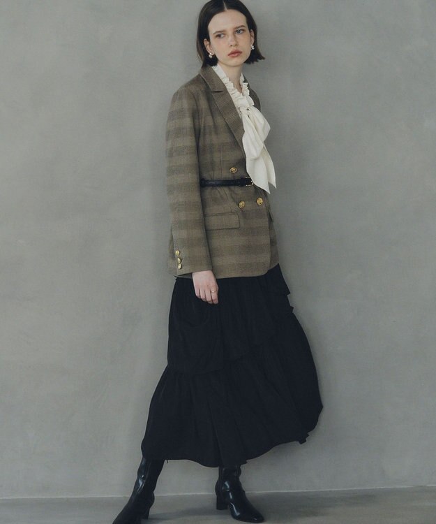 YECCA VECCA 金釦テーラードジャケット Check Brown