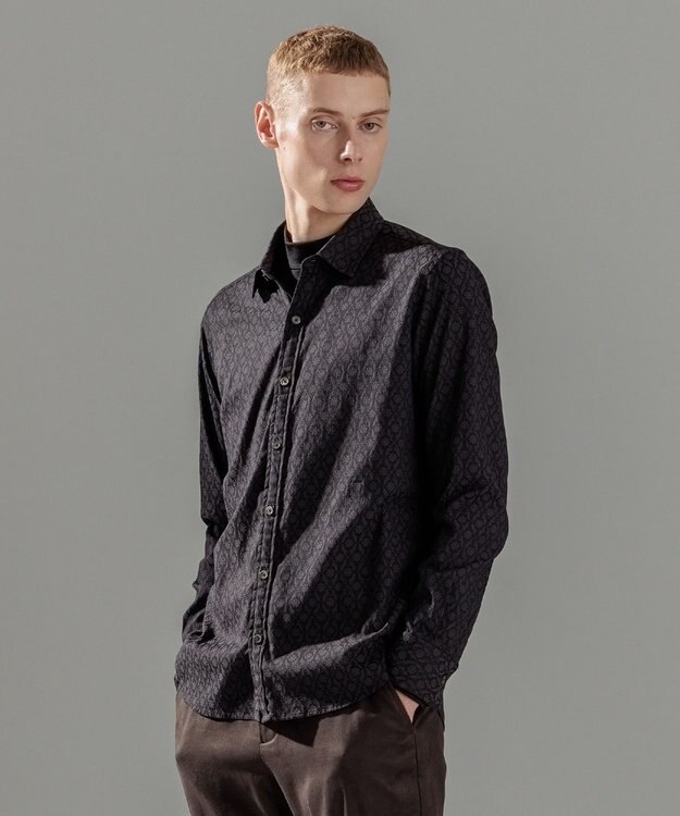 JOSEPH HOMME オーナメントジャガードストレッチ　レギュラーカラーシャツ グレー系