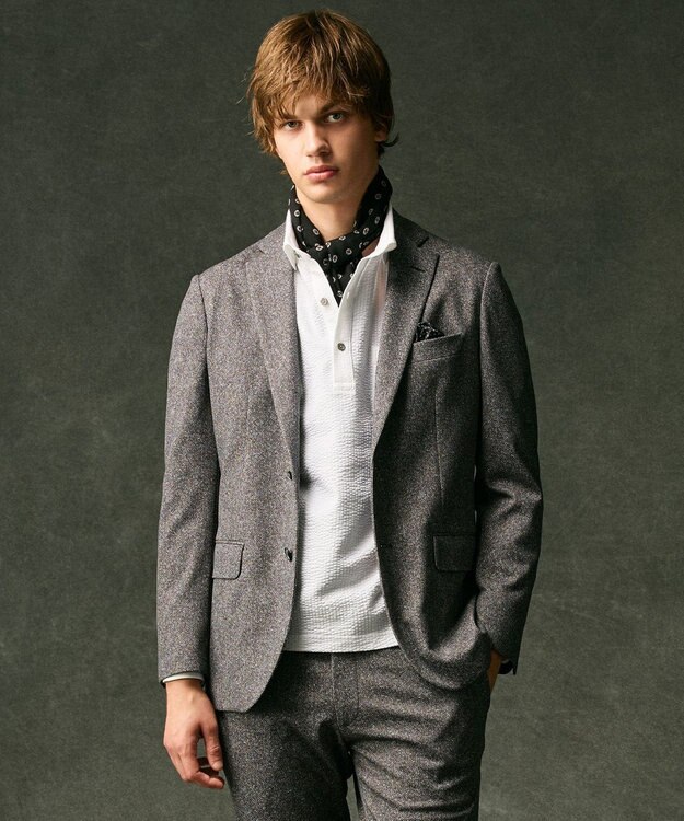 JOSEPH ABBOUD 【オーガニックコットン/サスティナブル】 JOE COTTON サッカーポロシャツ ホワイト系