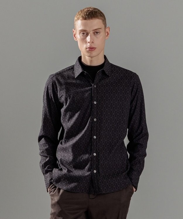 JOSEPH HOMME オーナメントジャガードストレッチ　レギュラーカラーシャツ グレー系