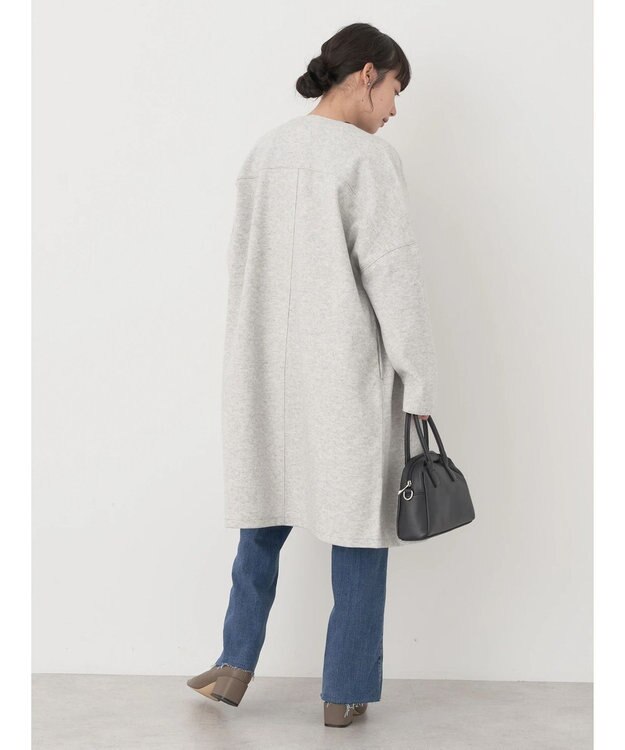 earth music&ecology 圧縮風ポンチコーディガン Light Gray