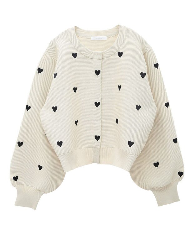 Green Parks ・ｓｗｉｎｇ　ｂｙ　ハート刺繍ニットカーディガン Beige