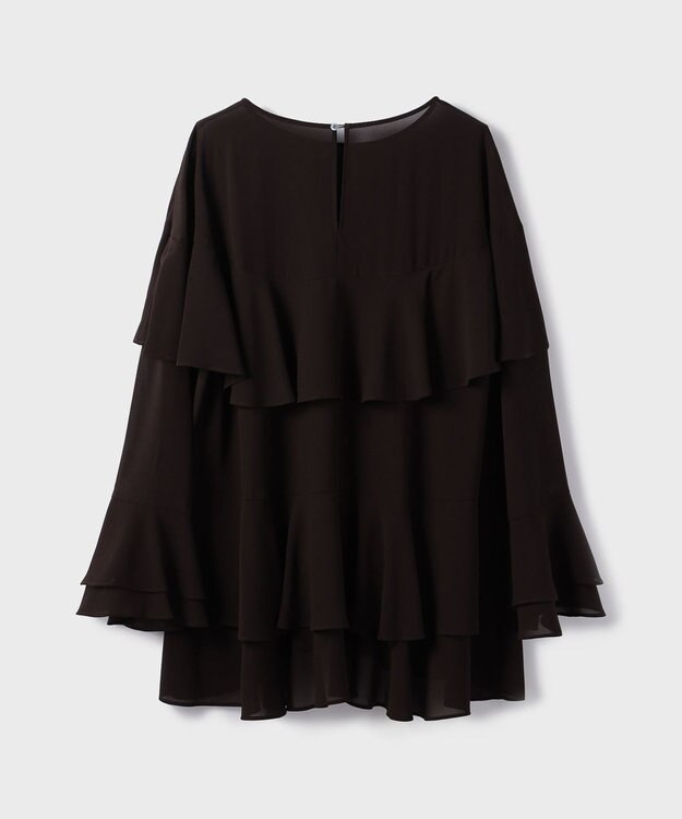 GRACE CONTINENTAL シフォンフリルブラウス ダークブラウン