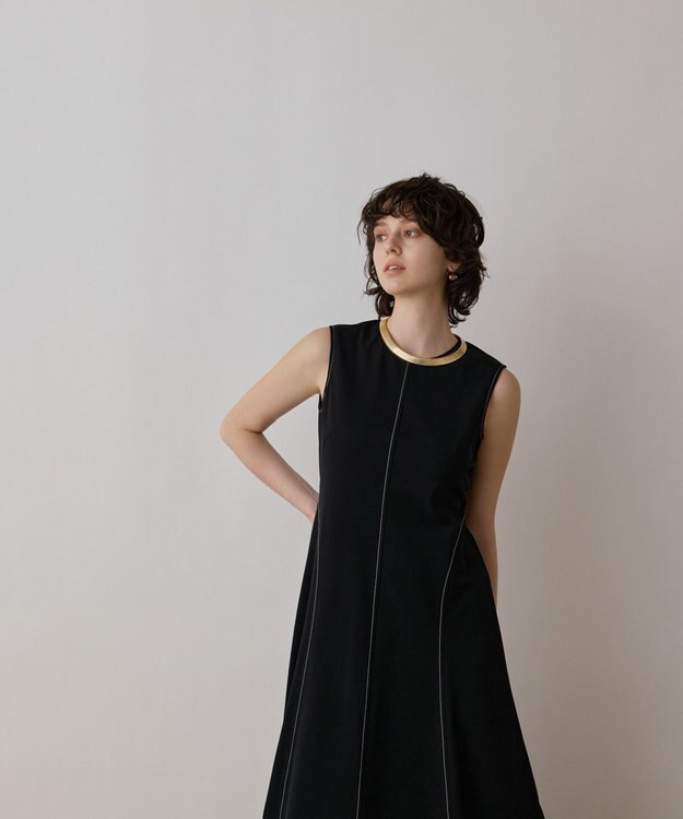 GRACE CONTINENTAL ステッチカットワンピース ブラック