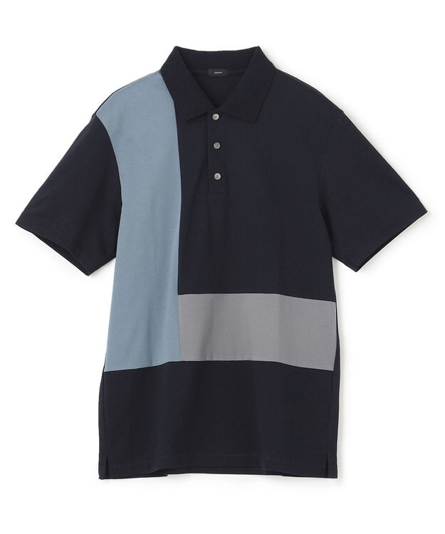 JOSEPH HOMME カラーコットンブロック ポロシャツ ネイビー系3