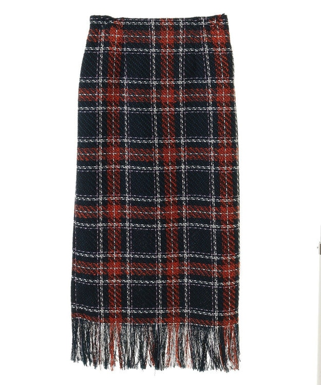 Green Parks ・ＳＵＧＡＲ　ＳＰＯＯＮ　チェックフリンジスカート Navy