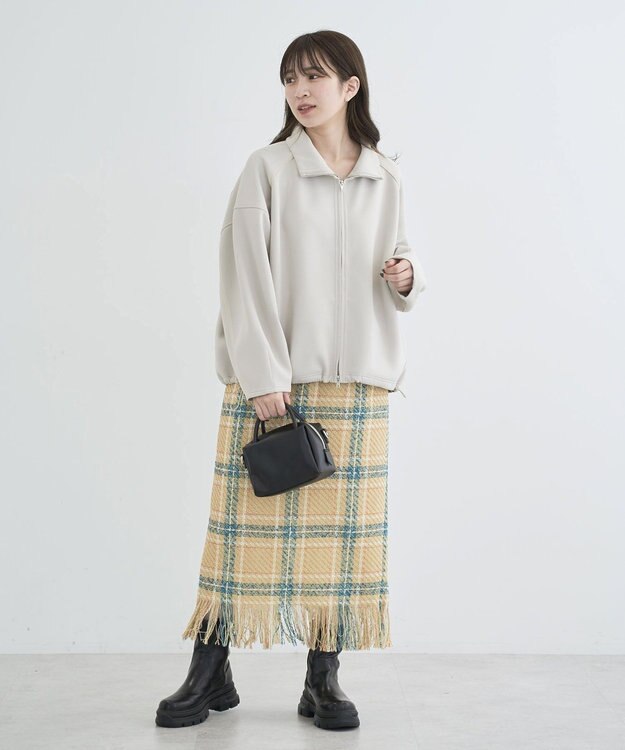 Green Parks ・ＳＵＧＡＲ　ＳＰＯＯＮ　チェックフリンジスカート Beige
