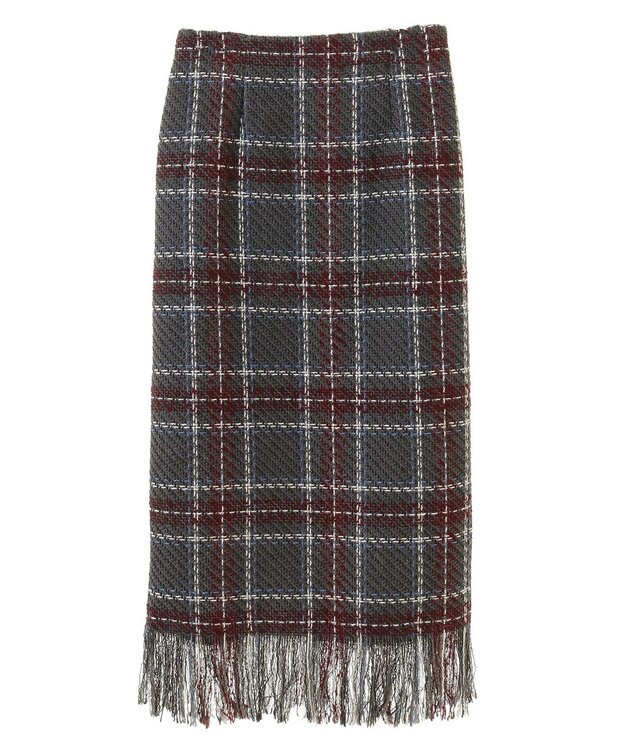 Green Parks ・ＳＵＧＡＲ　ＳＰＯＯＮ　チェックフリンジスカート Gray