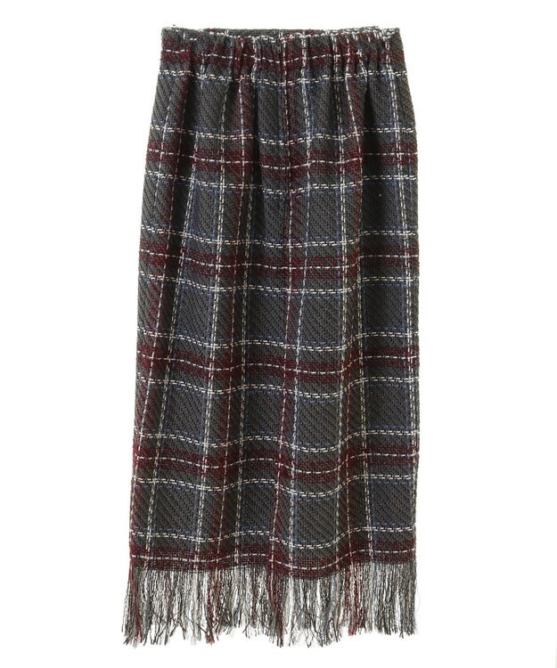 Green Parks ・ＳＵＧＡＲ　ＳＰＯＯＮ　チェックフリンジスカート Gray