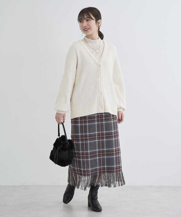 Green Parks ・ＳＵＧＡＲ　ＳＰＯＯＮ　チェックフリンジスカート Gray