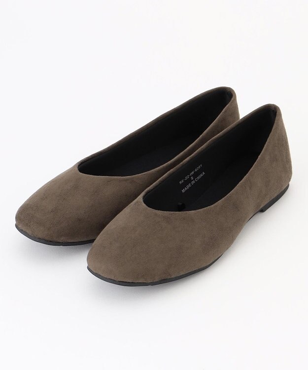 ANY 走れるスクエアバレエ シューズ スエードダークブラウン
