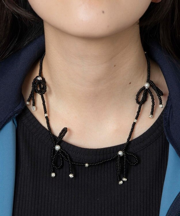 WEGO Lビーズリボンネックレス ブラック