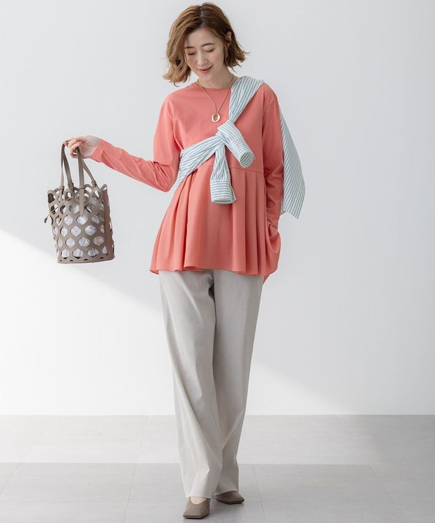 23区 S 【CLASSY.5月号掲載/洗える】CANCLINI ベーシック シャツ ホワイト×グリーンストライプ