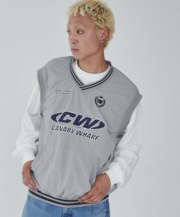 WEGO ナイロンVネックベスト グレー