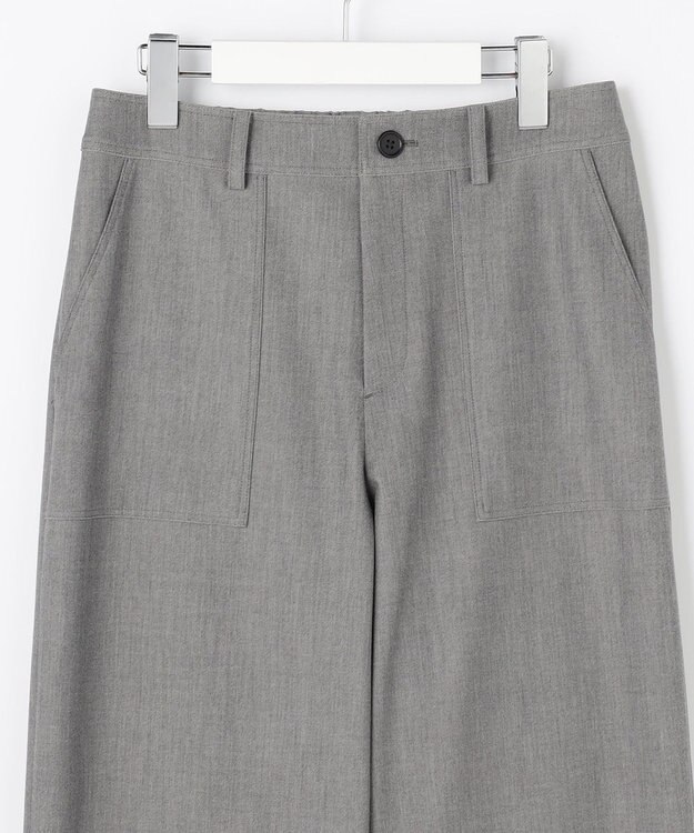 J.PRESS LADIES S シャンブレー2wayストレッチ ワイド ストレート パンツ ライトグレー系