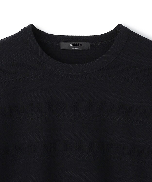 JOSEPH HOMME 【新柄 / 新素材】ジャガードボーダー　クルーネックTシャツ ブラック系