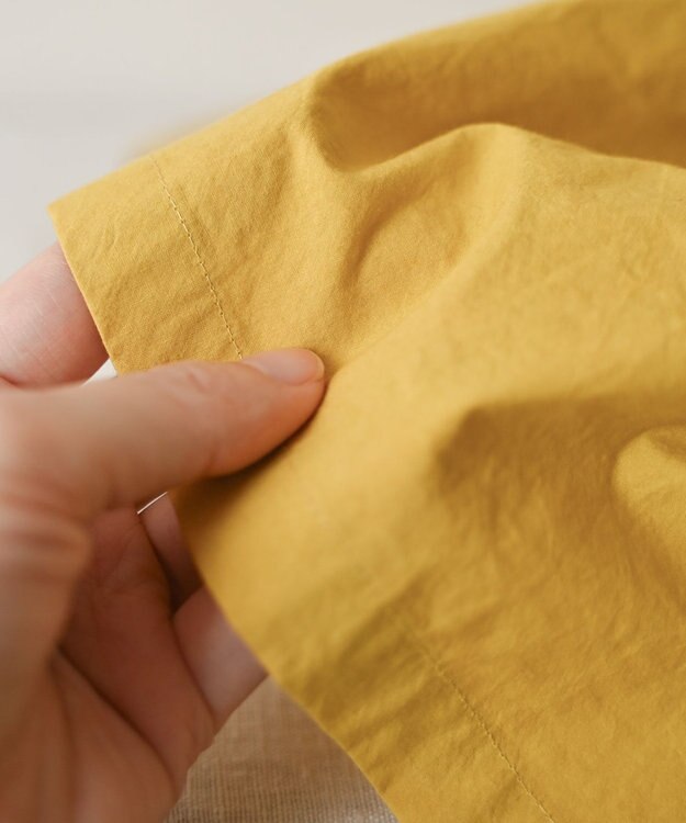 muuc 〈多彩な着方が叶う〉〈衿立て＆衿折り〉〈遠州織物の工場で織られた上質なコットン生地〉リボン紐付き多様衿 シャツワンピース イエロー