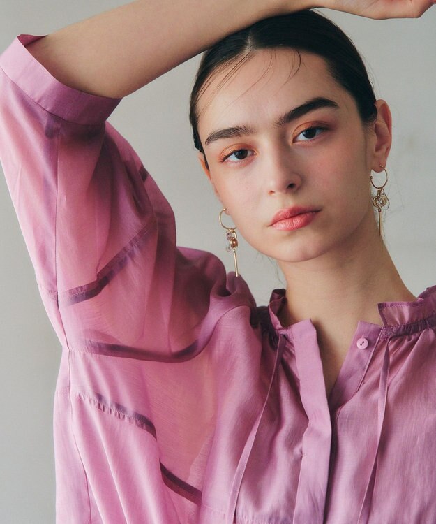 YECCA VECCA バルーンスリーブシアーシャツ Pink