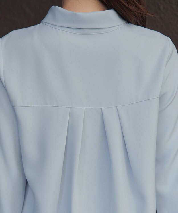 Tiaclasse L 取り外しパール付きボウタイブラウス サックス