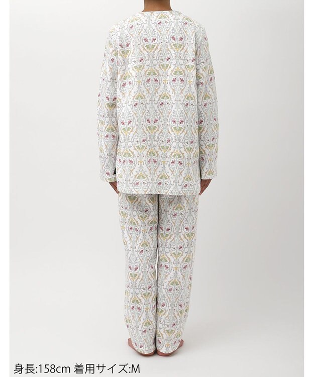 WACOAL パジャマ 長袖 長ズボン 綿混(本体) あったか ミントン レディース NDW426 /ワコール ホワイト