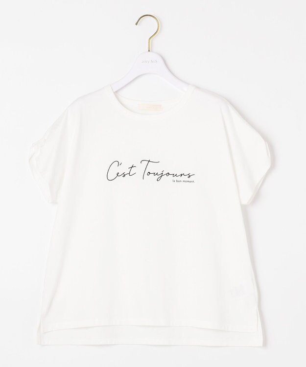 ANY SIS 【美人百花6月号掲載】フレンチスリーブロゴ Tシャツ オフホワイト