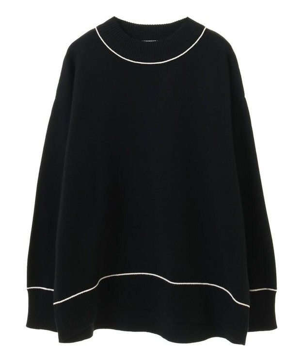 Green Parks もちやわモックネックニットプルオーバー Black