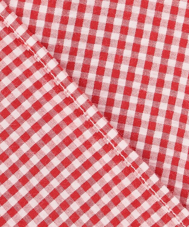 J.PRESS MEN オーガニックコットンサッカーギンガムチェックシャツ レッド系3