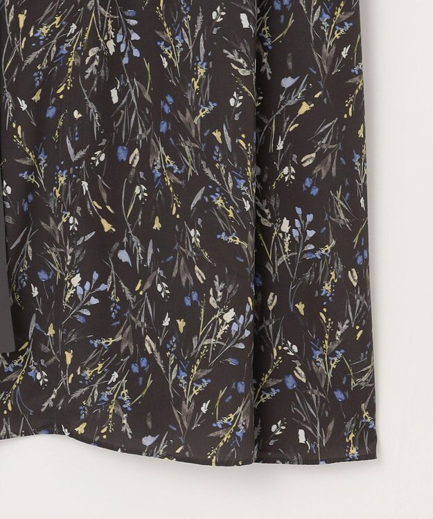 自由区 L 【洗える】ウォーターカラーフラワープリント ワンピース グレー系