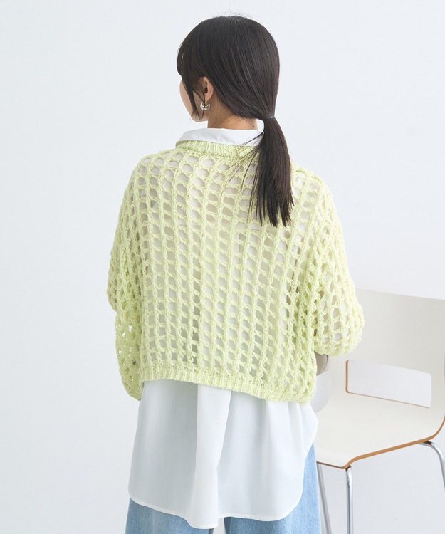 earth music&ecology チュールヤーンメッシュニットプルオーバー Light Yellow