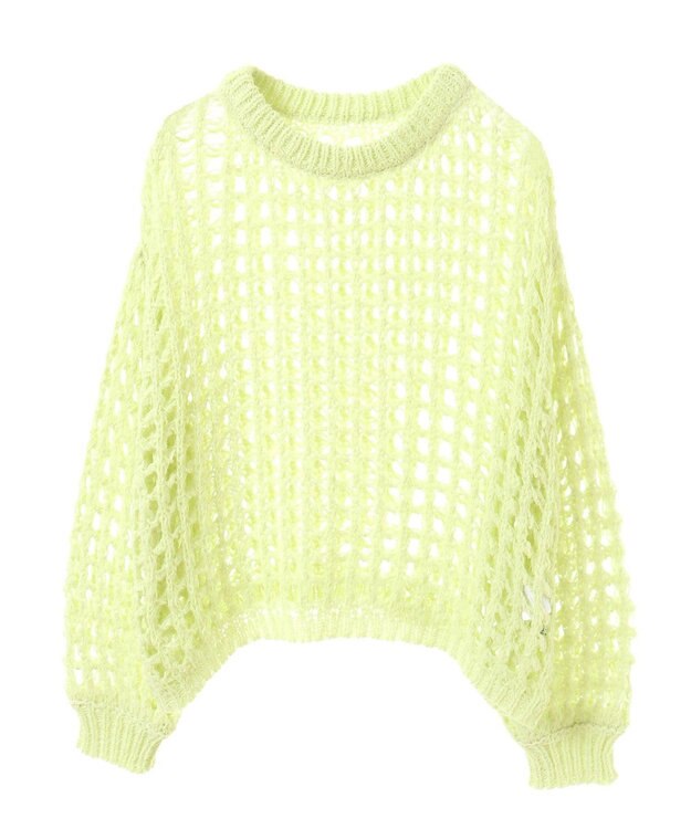 earth music&ecology チュールヤーンメッシュニットプルオーバー Light Yellow