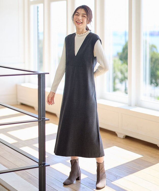 ANY 【洗濯機可】ライトツイードジャンスカ チャコール