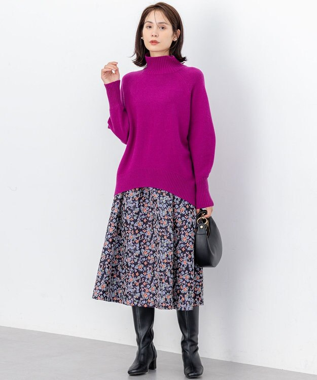 組曲 S ウールカシミヤミックス ロールネックニット パープル系