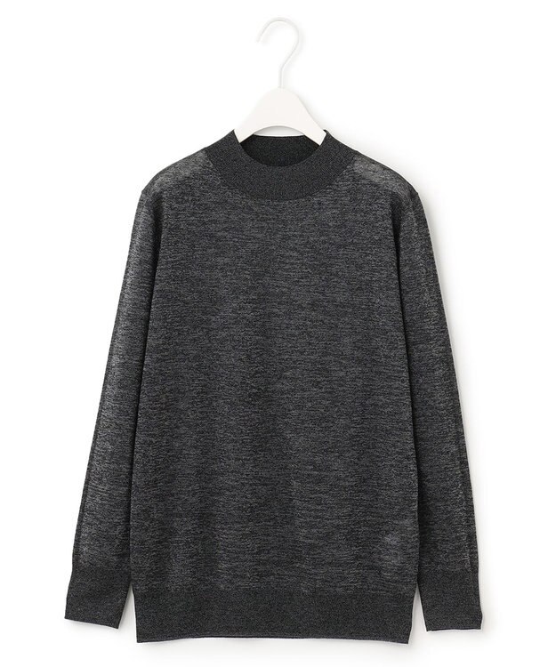 ICB 【洗える】ラメシアー モックネックニット ブラック系