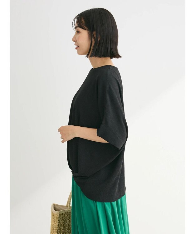 Green Parks 裾タック表面カットプルオーバー Black