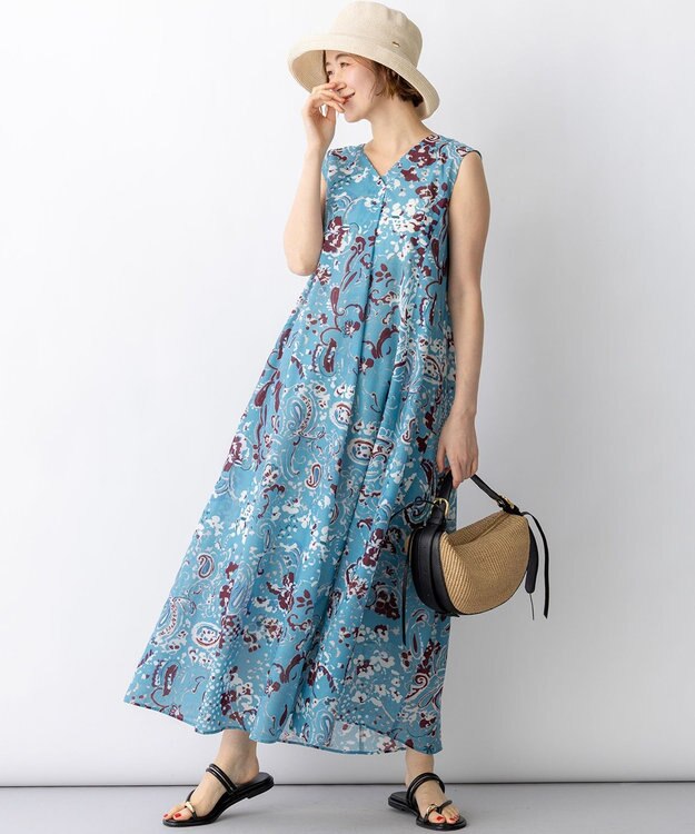 23区 【先行予約】Ericaランダムペイズリープリント ワンピース ブルー系