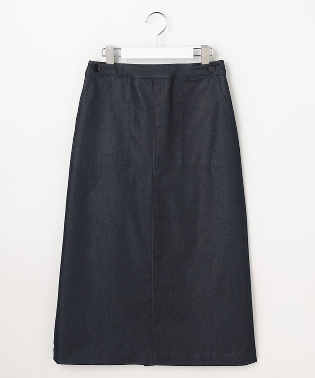 J.PRESS LADIES L 【WEB限定カラーあり】TCシャンブレーサテンST ナロー スカート ネイビーシャンブレー系