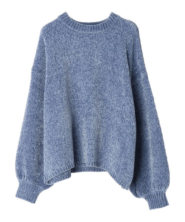 earth music&ecology シャイニーベロアモールプルオーバー Blue