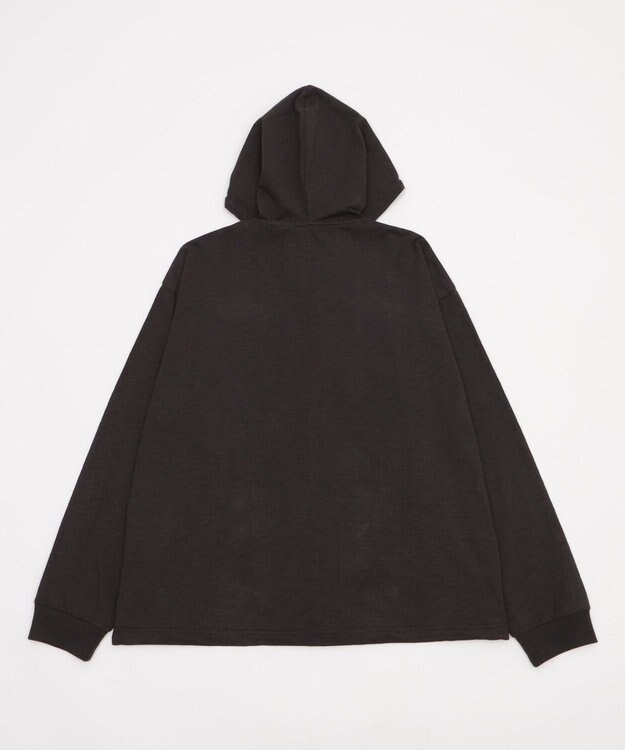 WEGO 【ユニセックス着用ITEM/MLサイズ展開】スラブチェックロゴジップパーカー ブラック中濃色