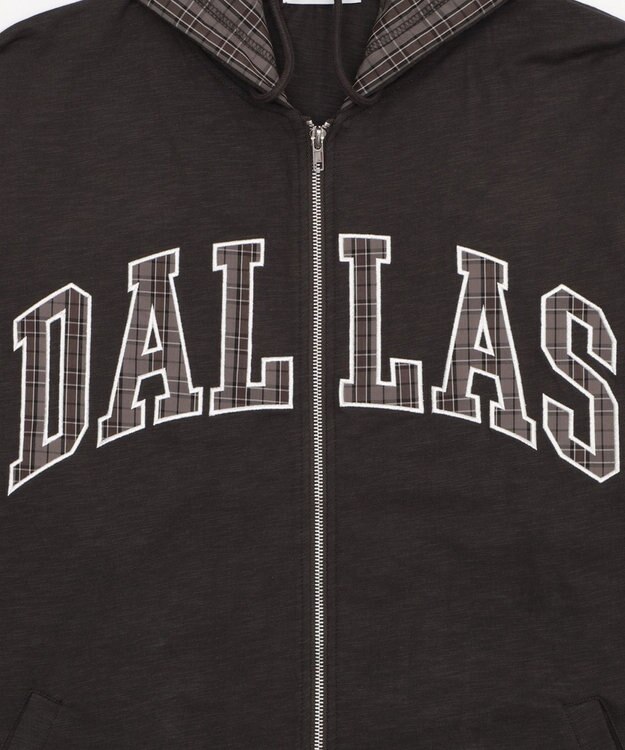 WEGO 【ユニセックス着用ITEM/MLサイズ展開】スラブチェックロゴジップパーカー ブラック中濃色