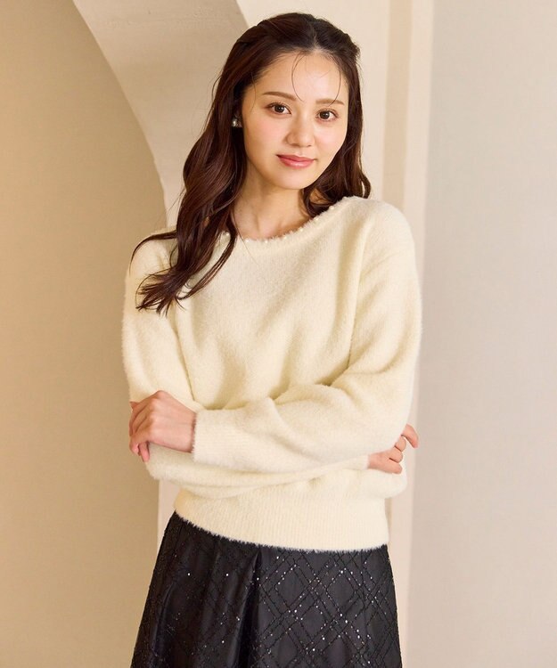 Feroux パール付きシャギー ニット アイボリー系