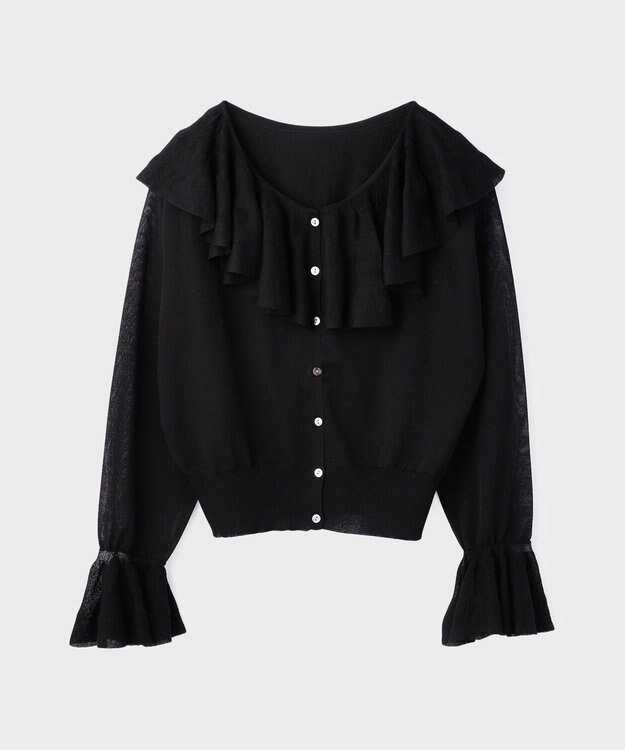 GRACE CONTINENTAL フリルニットカーディガン ブラック