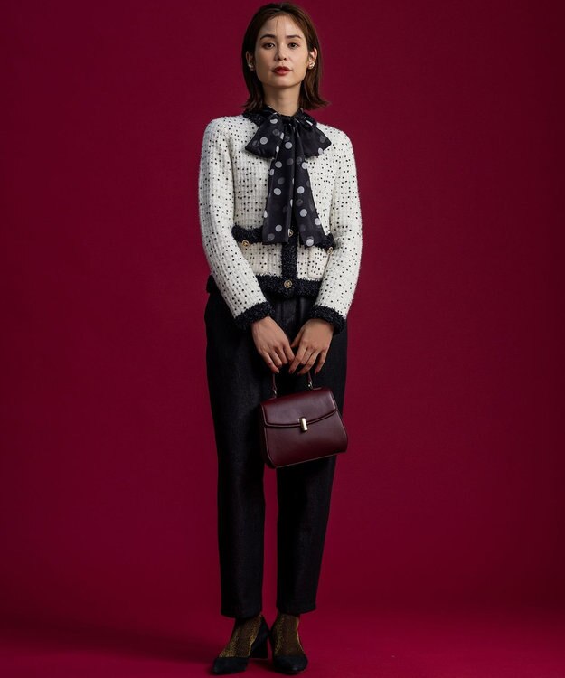 組曲 S 【組曲×setsuko sagittaire】サジテール釦ツイードニットジャケット アイボリー系