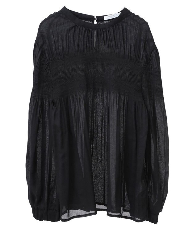 Green Parks マジョリカプリーツブラウス Black