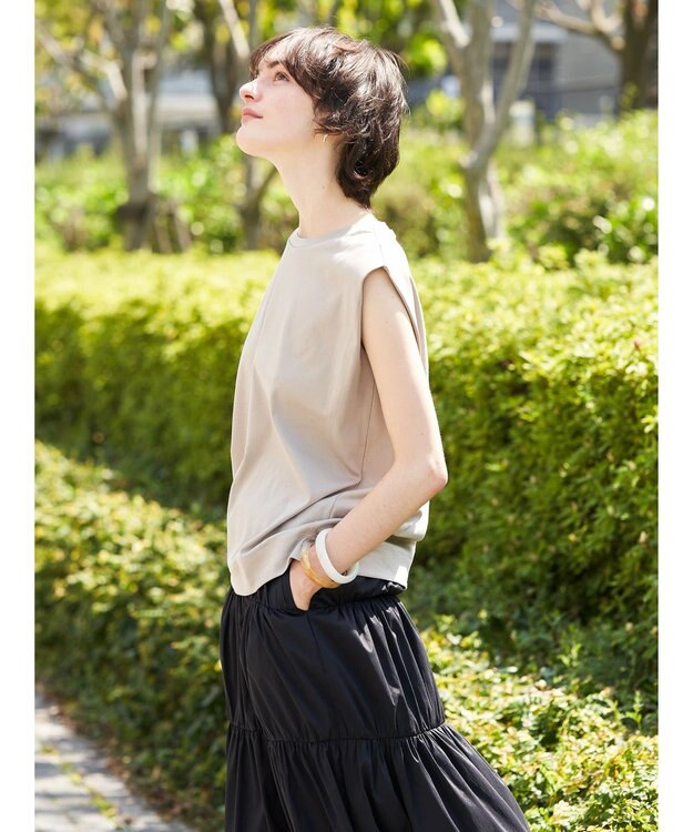 AMERICAN HOLIC ショルダータックノースリーブプルオーバー Gray Beige