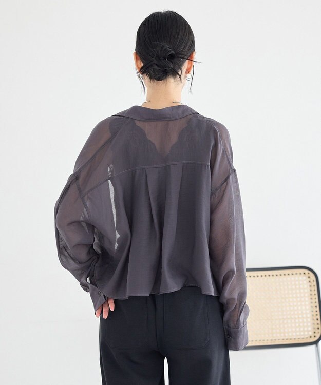 earth music&ecology 【WEB限定】シアーショートシャツ Charcoal Gray