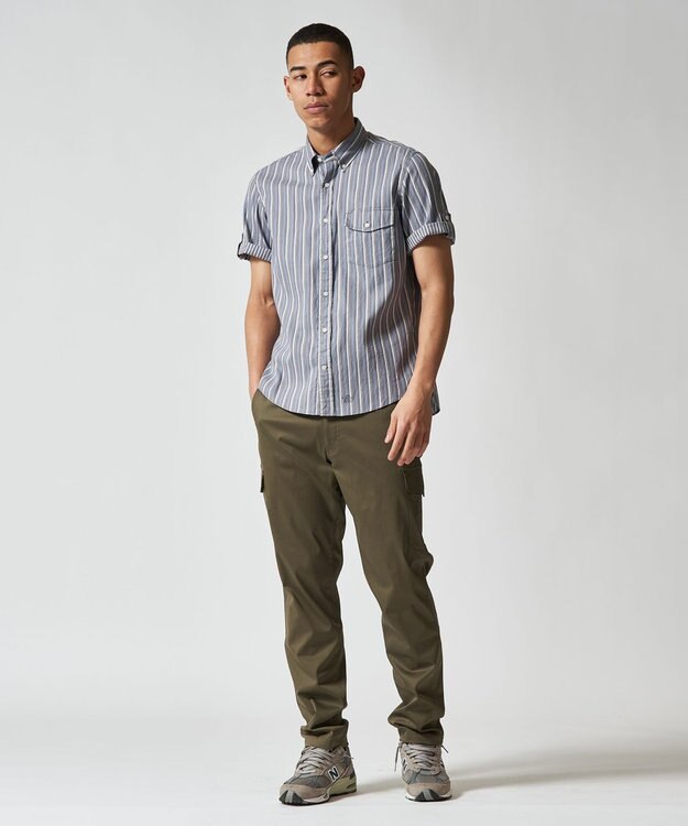 J.PRESS MEN オーガニックコットンダブルチューブマルチストライプシャツ ライトグレー系1