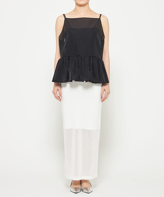 uncrave シアー オーガンジー ペプラム トップス ブラック（久慈暁子さん着用）